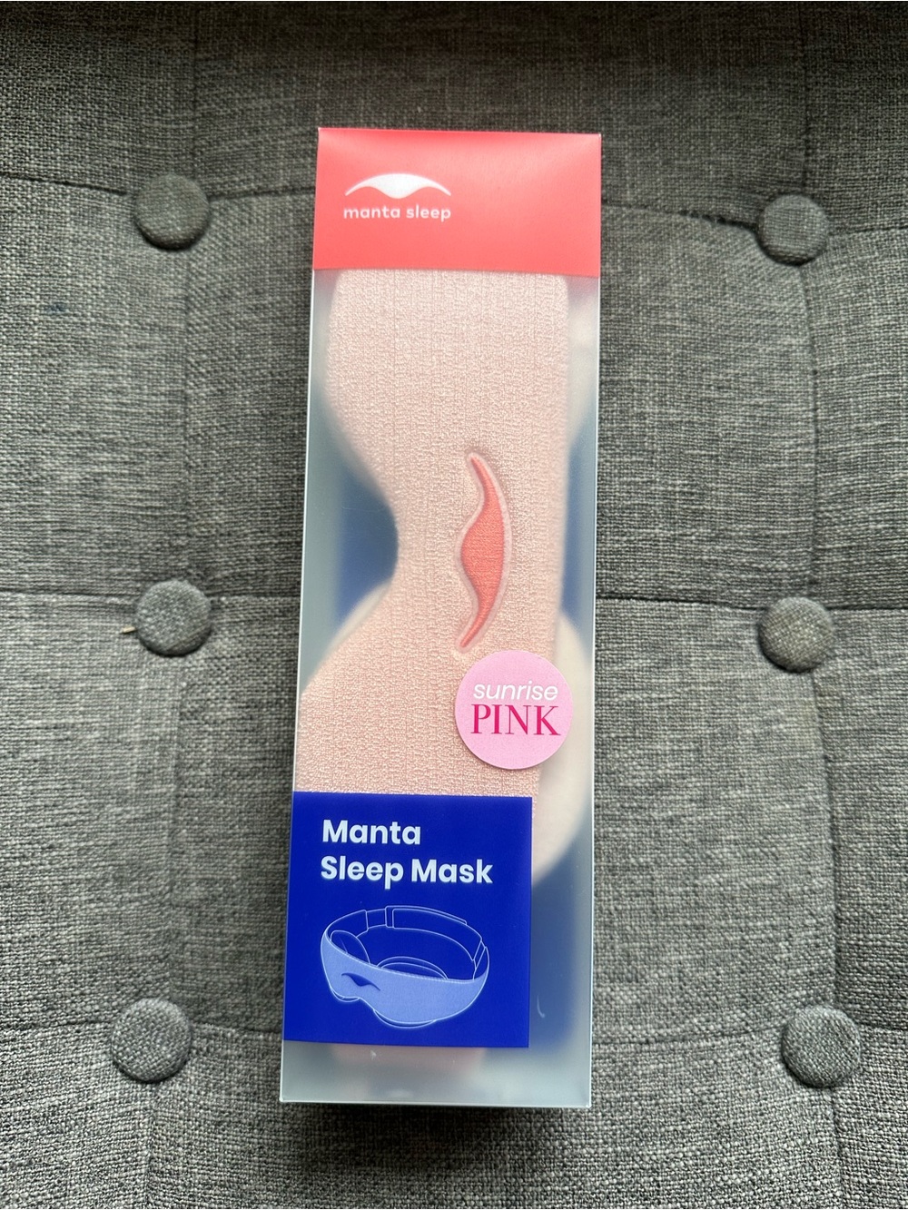 Manta Sleep Mask Sunrise Pink in box
